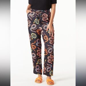 FARM Rio Black and Orange Patterned Cropped Pants
